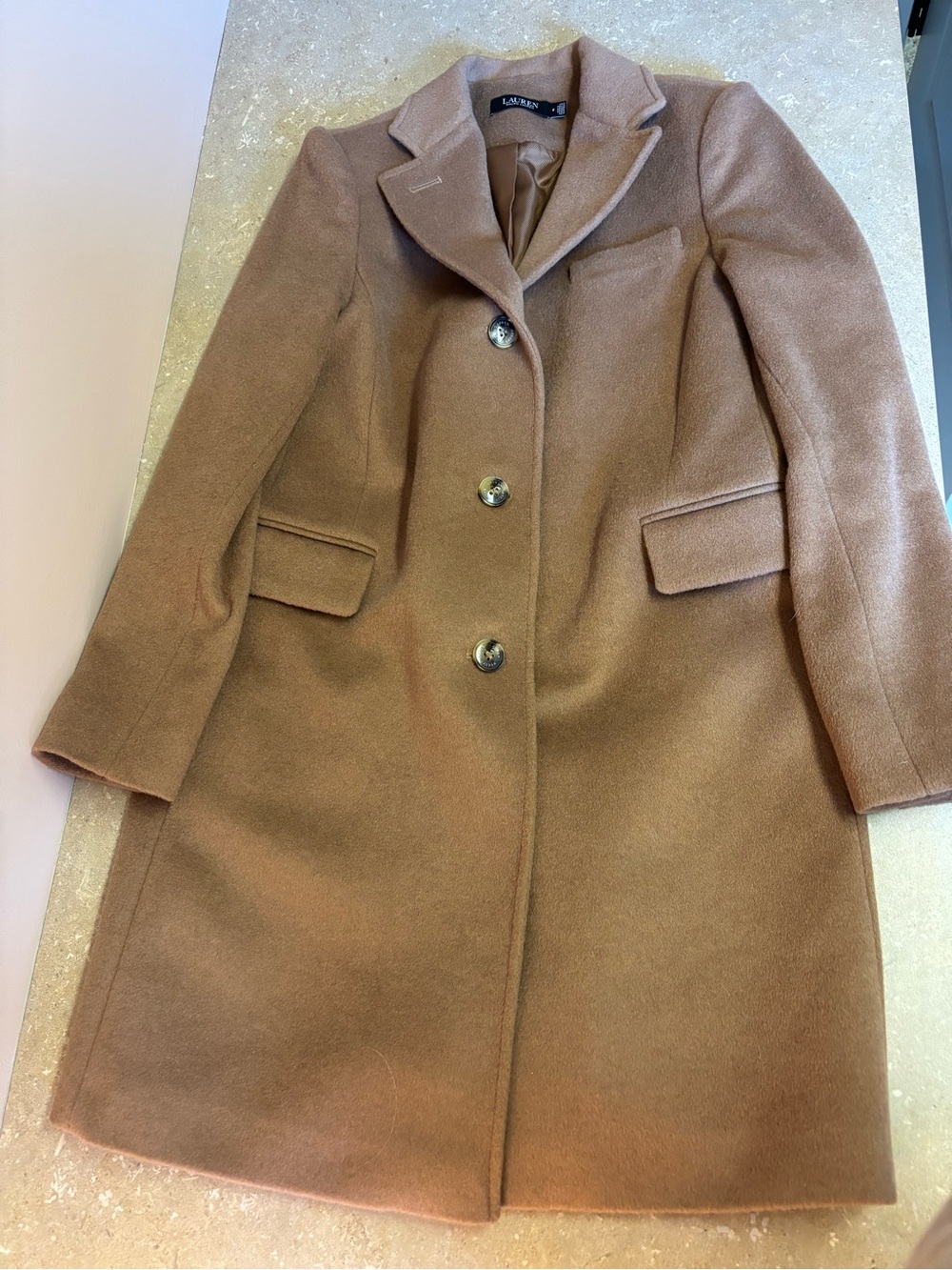 Women’s Ralph Lauren Camel Wool-Blend Single-Breasted Coat